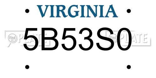 5B53S0 Virginia License Plate