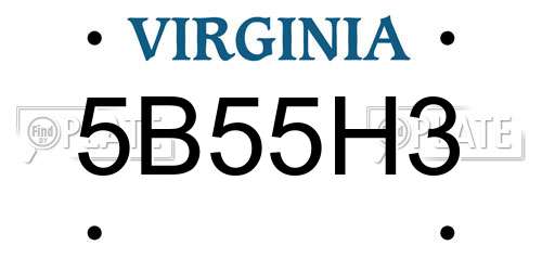 5B55H3 Virginia License Plate