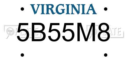 5B55M8 Virginia License Plate