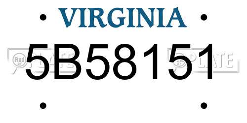 5B58151 Virginia License Plate