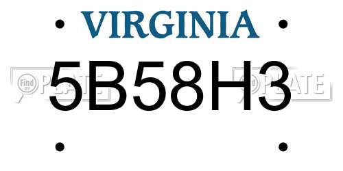 5B58H3 Virginia License Plate