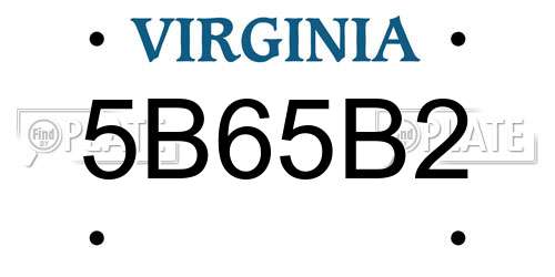 5B65B2 Virginia License Plate