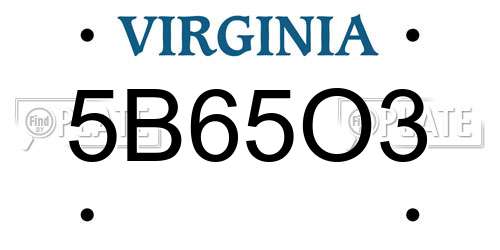 5B65O3 Virginia License Plate