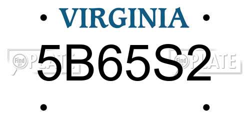 5B65S2 Virginia License Plate