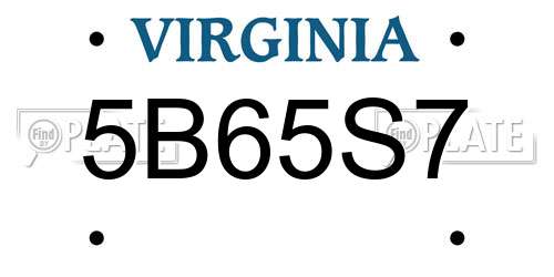 5B65S7 Virginia License Plate