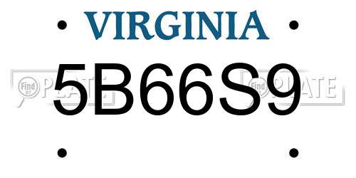 5B66S9 Virginia License Plate