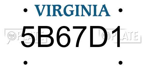 5B67D1 Virginia License Plate