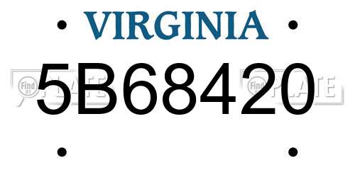 5B68420 Virginia License Plate