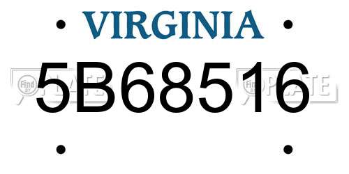 5B68516 Virginia License Plate