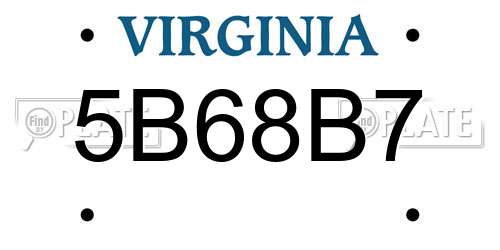 5B68B7 Virginia License Plate