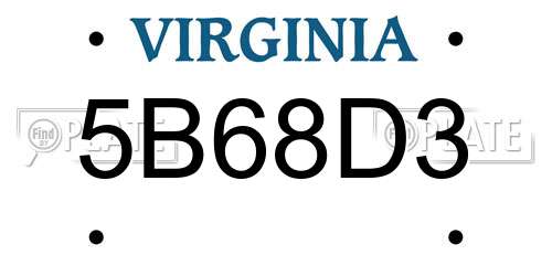 5B68D3 Virginia License Plate