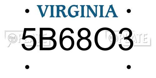 5B68O3 Virginia License Plate