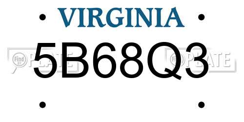 5B68Q3 Virginia License Plate