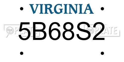 5B68S2 Virginia License Plate