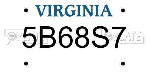 5B68S7 Virginia License Plate