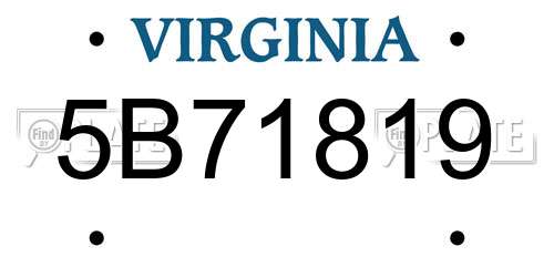 5B71819 Virginia License Plate