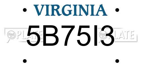 5B75I3 Virginia License Plate
