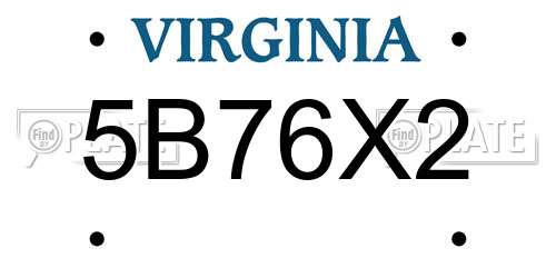 5B76X2 Virginia License Plate