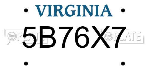 5B76X7 Virginia License Plate