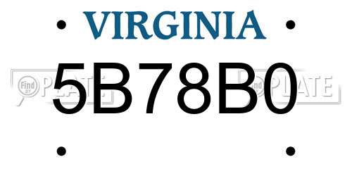 5B78B0 Virginia License Plate