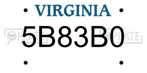 5B83B0 Virginia License Plate