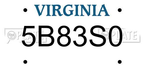 5B83S0 Virginia License Plate