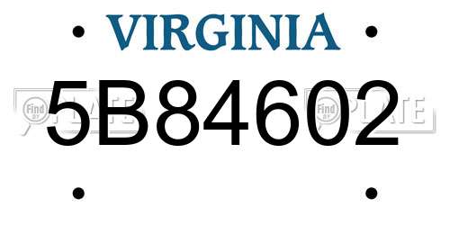 5B84602 Virginia License Plate