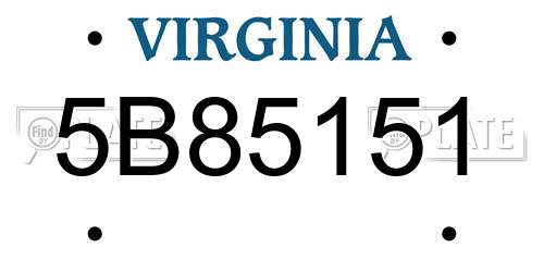 5B85151 Virginia License Plate