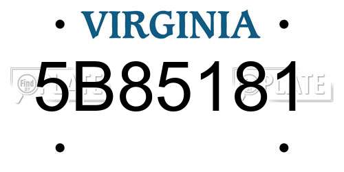 5B85181 Virginia License Plate