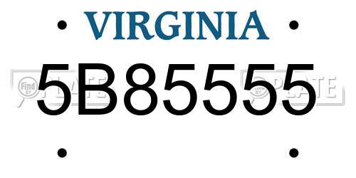 5B85555 Virginia License Plate