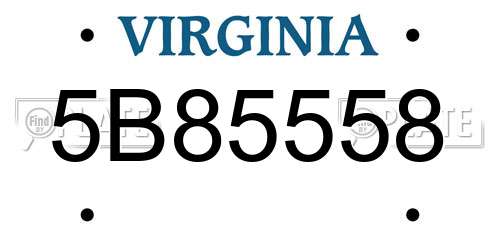5B85558 Virginia License Plate