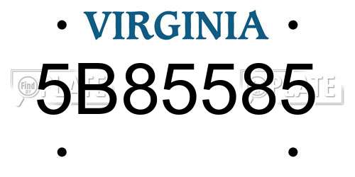 5B85585 Virginia License Plate