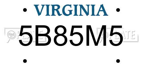 5B85M5 Virginia License Plate