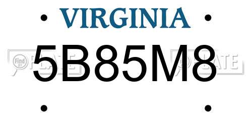 5B85M8 Virginia License Plate