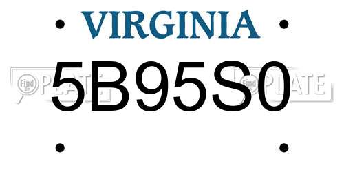5B95S0 Virginia License Plate