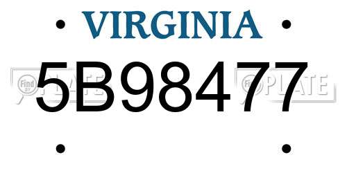 5B98477 Virginia License Plate