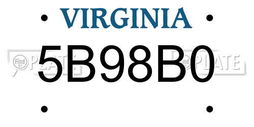 5B98B0 Virginia License Plate
