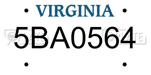 5BA0564 Virginia License Plate