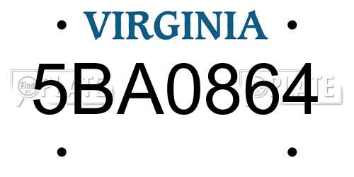 5BA0864 Virginia License Plate