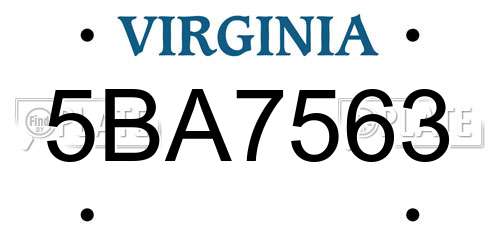 5BA7563 Virginia License Plate