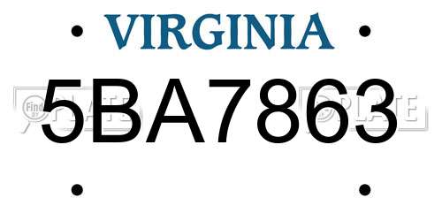 5BA7863 Virginia License Plate