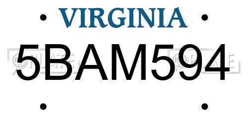 5BAM594 Virginia License Plate