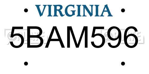 5BAM596 Virginia License Plate