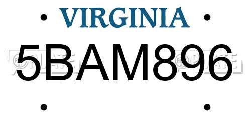 5BAM896 Virginia License Plate