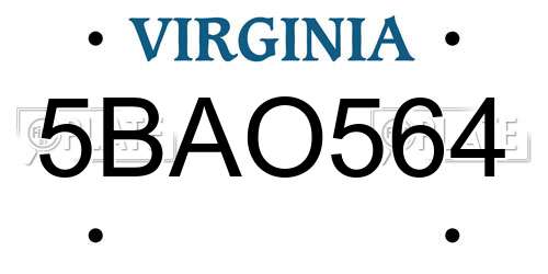 5BAO564 Virginia License Plate