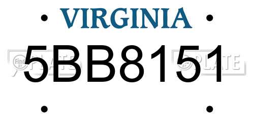 5BB8151 Virginia License Plate