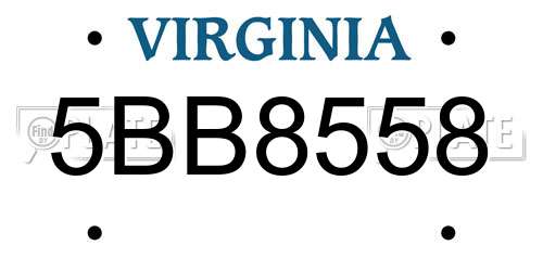 5BB8558 Virginia License Plate