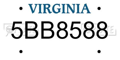 5BB8588 Virginia License Plate