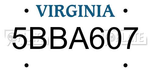 5BBA607 Virginia License Plate