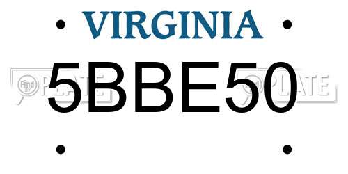 5BBE50 Virginia License Plate